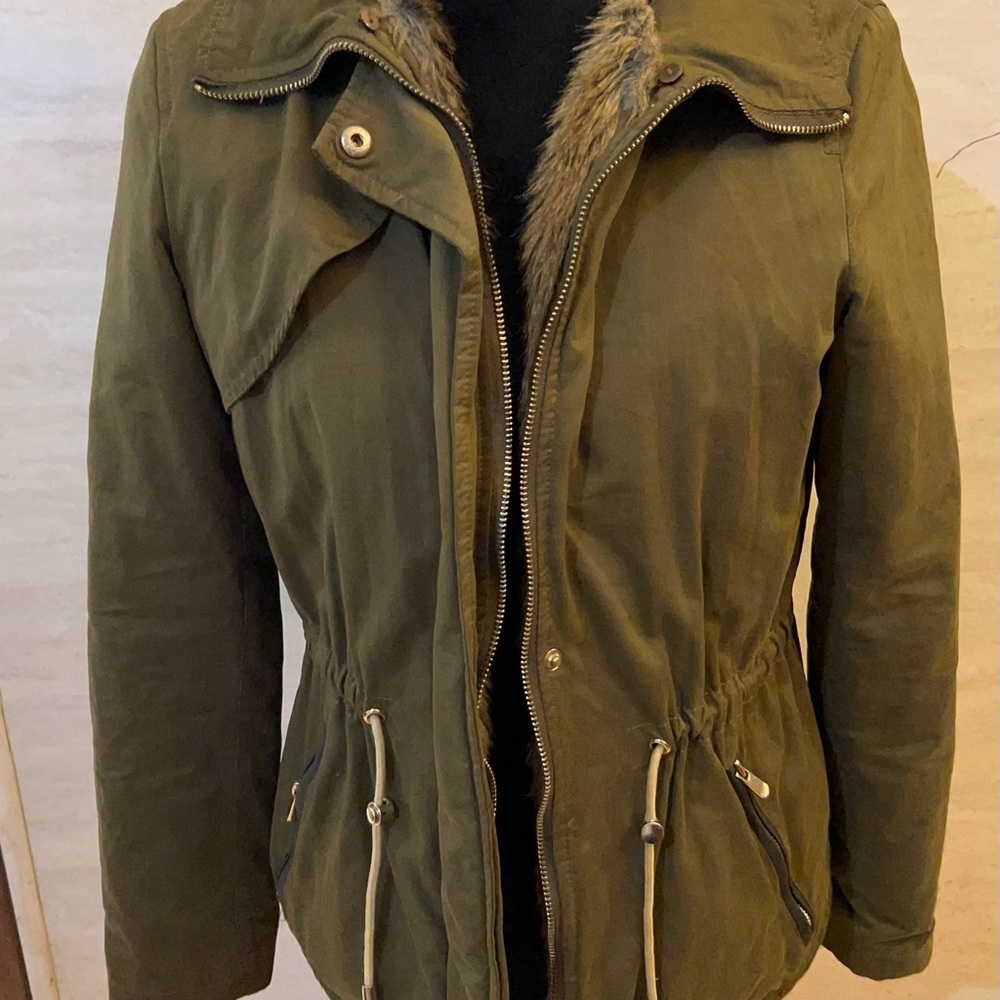 Zara Trafaluc Jacket with Faux-Fur Trim